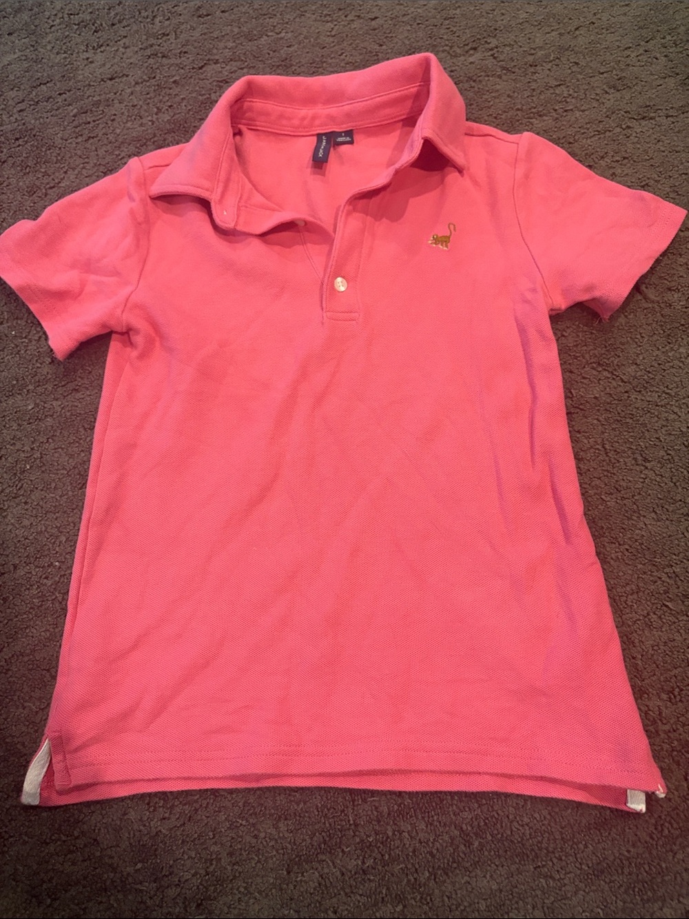 Janie and Jack Coral Pink Polo with Embroidered monkey